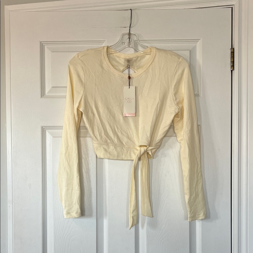 Women's Cream One-Piece rashguard top - Tie-Waist Detail